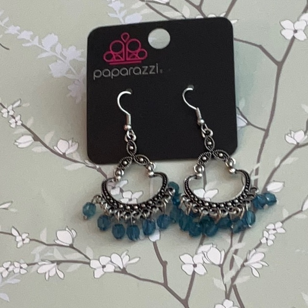 ❄️ Paparazzi | Silver and Blue Crescent Earrings Shabby Chic Boho